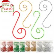 Jyukan Christmas Ornament Hooks 160 Pcs Christmas Tree Ornament Hangers Hooks for Christmas Tree Decorations,Mix Colors